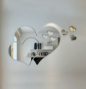 3D Mirror Love Heart Wall Sticker Removable Decal DIY Home Living Room Art Decor