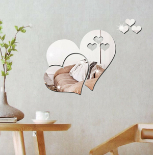3D Mirror Love Heart Wall Sticker Removable Decal DIY Home Living Room Art Decor