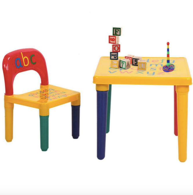 Kids Table Set Play Study Children Activity Furniture Toddler Yellow