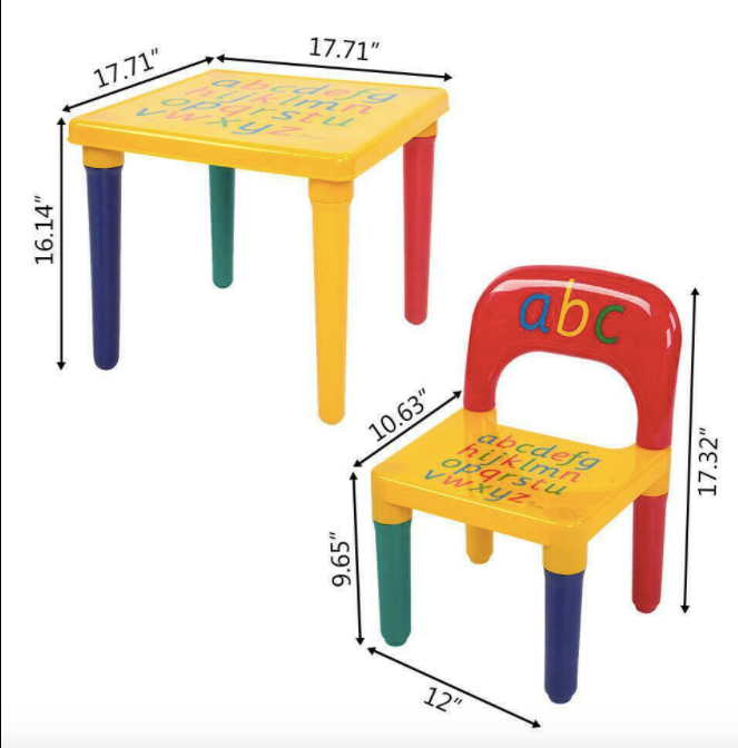 Kids Table Set Play Study Children Activity Furniture Toddler Yellow
