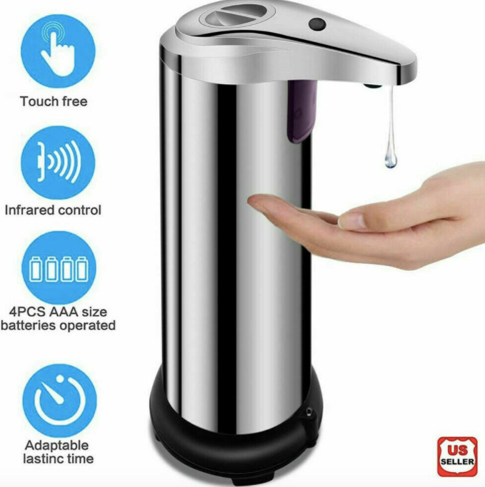 Luxury Hands Free Stainless Steel Soap Dispenser Kitchen Bathroom Office