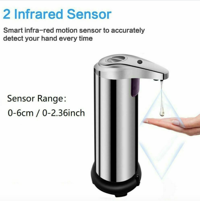 Luxury Hands Free Stainless Steel Soap Dispenser Kitchen Bathroom Office