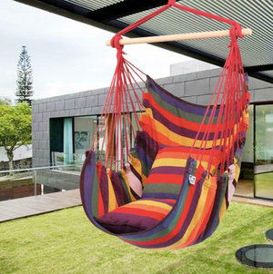 Deluxe Hanging Rope Chair Porch Swing Yard Garden Patio Hammock Cotton Outdoor