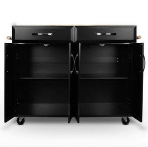 Wood Top Multi-Storage Cabinet Rolling Kitchen Island Table Cart w/Wheels