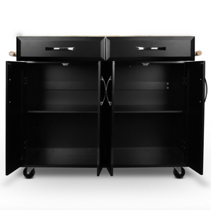 Wood Top Multi-Storage Cabinet Rolling Kitchen Island Table Cart w/Wheels