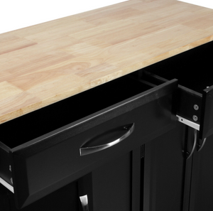 Wood Top Multi-Storage Cabinet Rolling Kitchen Island Table Cart w/Wheels