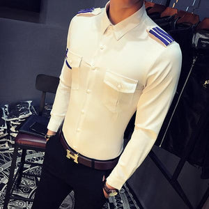 Aviator Captain Style Men Long Sleeve Shirts
