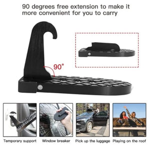 Multifunction Foldable Car Roof Rack Step Car Door Step Universal Latch Hook Auxiliary Foot Pedal Aluminium Alloy Safety Hammer