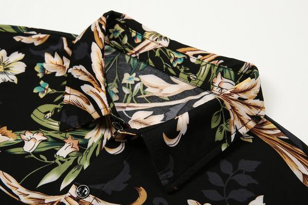 Big Print Flower Casual Men Short Sleeve Shirt