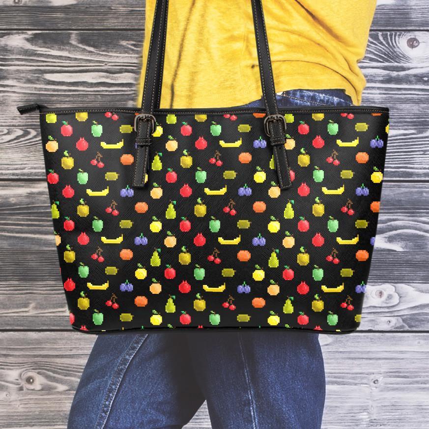 Bitmap Fruit Small Leather Tote Bag
