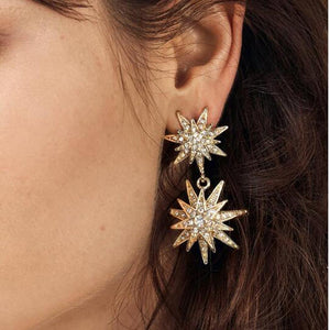 Celestial Star Drop Earring With Austrian Crystals 18K Gold Plated Earring