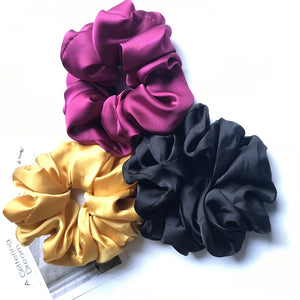 Oversized Hair Scrunchies For Women Solid Satin Silk Scrunchie Hair Rubber Bands Elastic Hair Ties Accessories Ponytail Holder