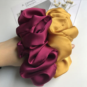 Oversized Hair Scrunchies For Women Solid Satin Silk Scrunchie Hair Rubber Bands Elastic Hair Ties Accessories Ponytail Holder