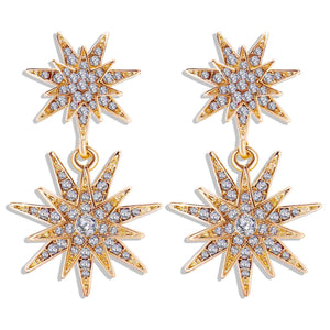 Celestial Star Drop Earring With Austrian Crystals 18K Gold Plated Earring