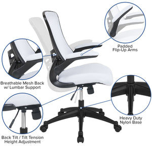 Mid-Back Mesh Swivel Ergonomic Task Office Chair with Flip-Up Arms