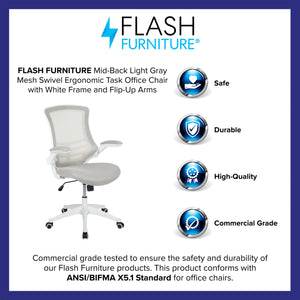 Mid-Back Mesh Swivel Ergonomic Task Office Chair with Flip-Up Arms