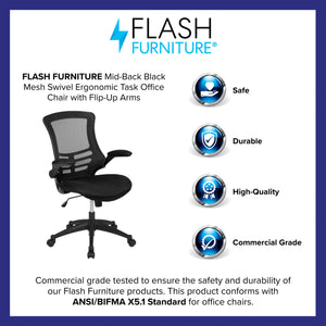 Mid-Back Mesh Swivel Ergonomic Task Office Chair with Flip-Up Arms