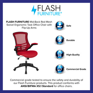 Mid-Back Mesh Swivel Ergonomic Task Office Chair with Flip-Up Arms