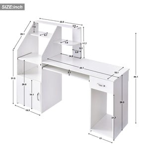 Multi-Functional Computer Desk with Cabinet (White) RT