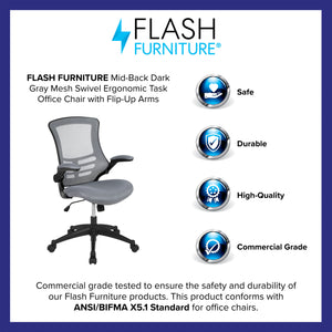 Mid-Back Mesh Swivel Ergonomic Task Office Chair with Flip-Up Arms