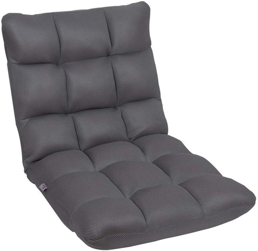 Foldable Gaming Chair Floor Chair, Adjustable 5-Position Chaise Lounge Indoor, Padded Floor Seating Meditation Chair with Back Support, Comfy Chair for Bedroom - Navy Blue
