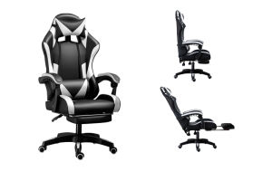 Gaming Chair Office Computer Seating Racing PU Ergonomic Chair Rolling Swivel Adjustable Massage Racer Recliner