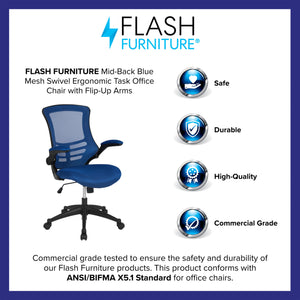 Mid-Back Mesh Swivel Ergonomic Task Office Chair with Flip-Up Arms