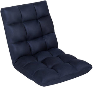 Foldable Gaming Chair Floor Chair, Adjustable 5-Position Chaise Lounge Indoor, Padded Floor Seating Meditation Chair with Back Support, Comfy Chair for Bedroom - Navy Blue