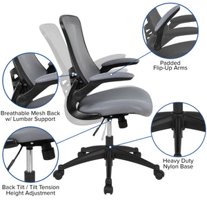 Mid-Back Mesh Swivel Ergonomic Task Office Chair with Flip-Up Arms