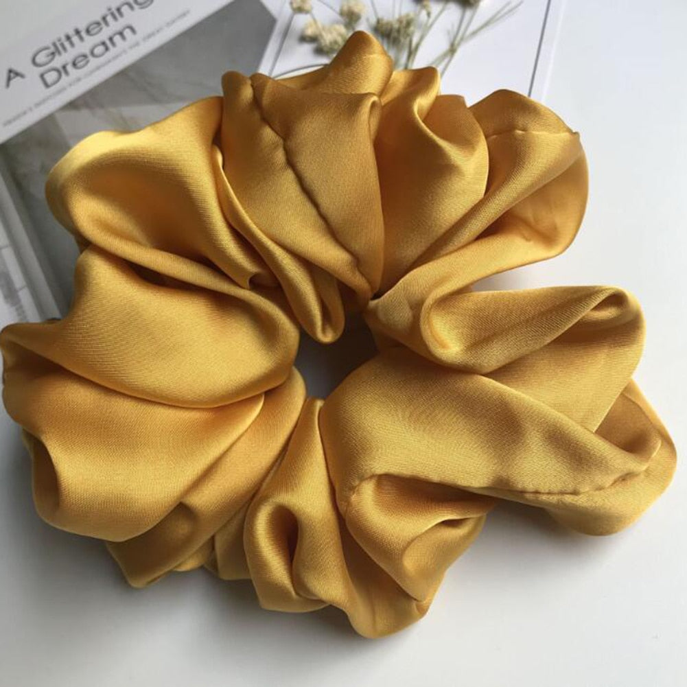 Oversized Hair Scrunchies For Women Solid Satin Silk Scrunchie Hair Rubber Bands Elastic Hair Ties Accessories Ponytail Holder