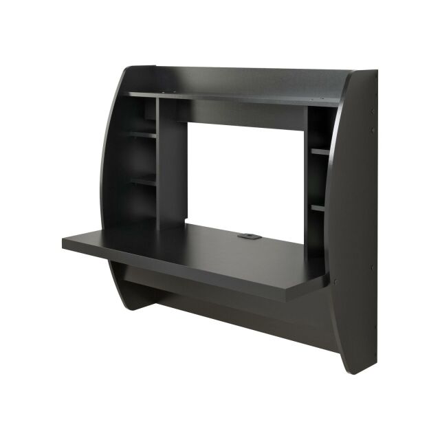 Black Wall Mount Computer Laptop Table Bookshelf Storage Desk