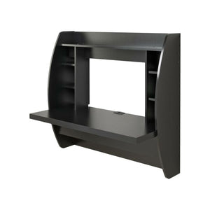 Black Wall Mount Computer Laptop Table Bookshelf Storage Desk