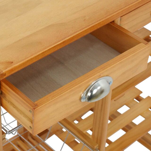Rolling Wood Kitchen Island Trolley Cart Dining Storage Drawers Stand Bar Top