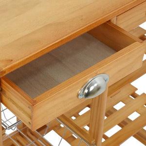 Rolling Wood Kitchen Island Trolley Cart Dining Storage Drawers Stand Bar Top