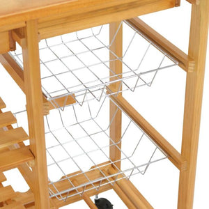 Rolling Wood Kitchen Island Trolley Cart Dining Storage Drawers Stand Bar Top