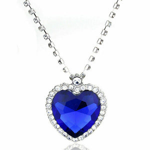 Titanic Heart of The Ocean Sapphire Blue Crystal Necklace and Pendant