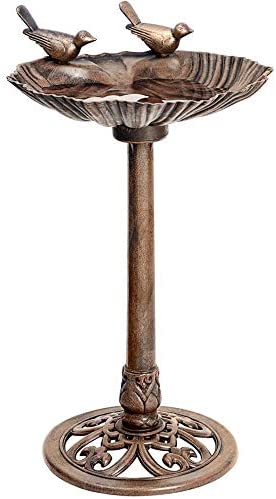 Birdbath Sitting Pedestal  Antique Golden Garden Decor