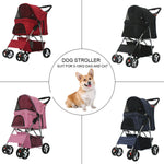 Pet Stroller Cat Dog Cage 4 Wheels Portable Folding Carrier