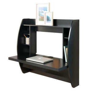 Black Wall Mount Computer Laptop Table Bookshelf Storage Desk
