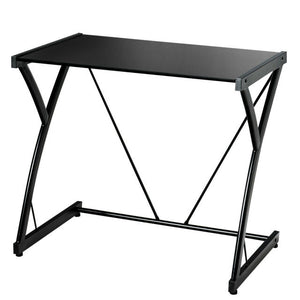 Glass Top Computer Desk Laptop Writing Study Home Z-Shaped Metal Frame