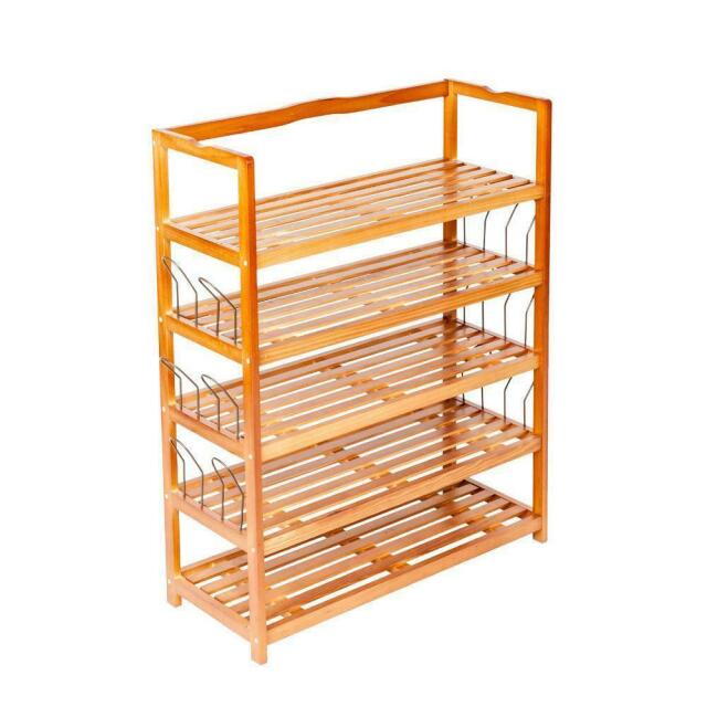 5 Tier Wooden Shoe Rack Shelf Storage Organizer Entryway Home Furniture