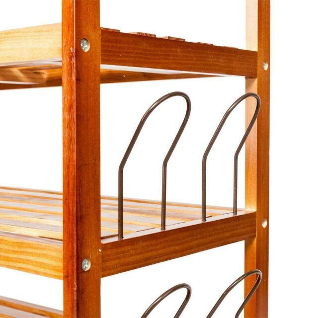 5 Tier Wooden Shoe Rack Shelf Storage Organizer Entryway Home Furniture