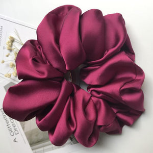 Oversized Hair Scrunchies For Women Solid Satin Silk Scrunchie Hair Rubber Bands Elastic Hair Ties Accessories Ponytail Holder