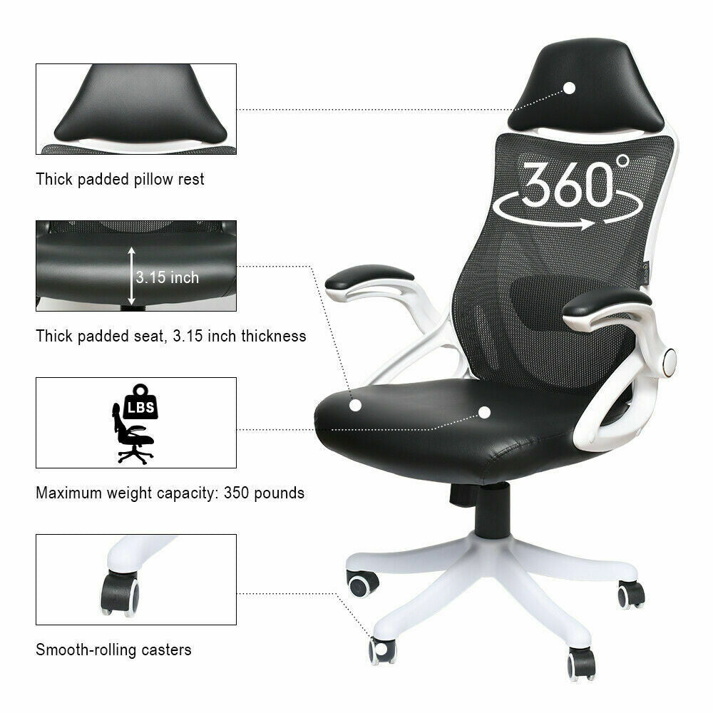 Ergonomic High Back Office Chair Executive Adjustable Computer Desk PU Mesh W/B