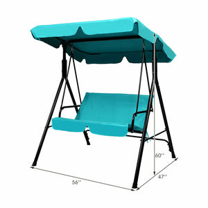 Outdoor Swing Canopy Patio Swing Chair 2-Person Canopy Hammock, Blue