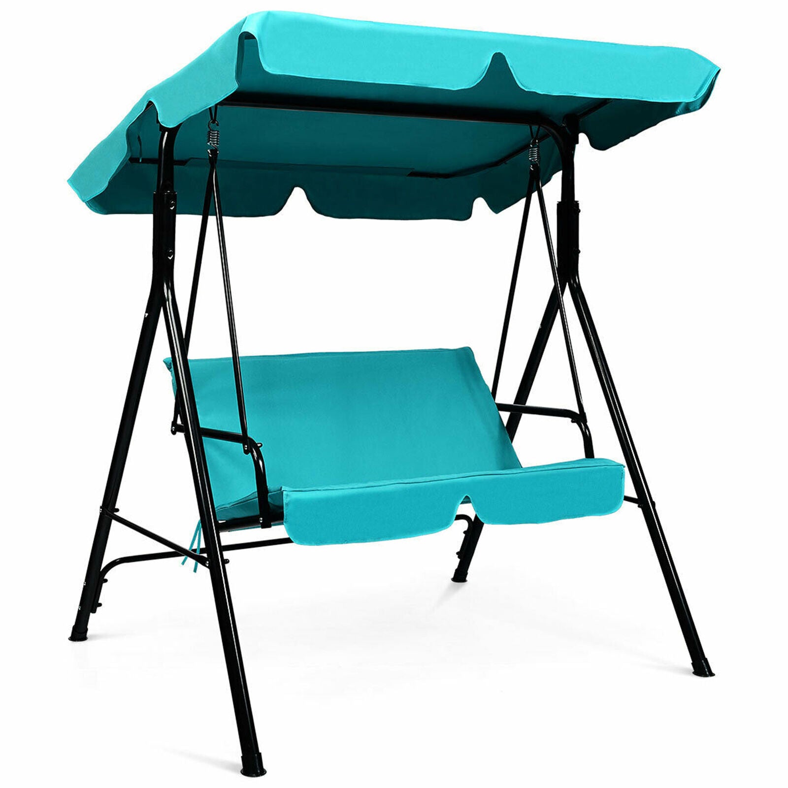 Outdoor Swing Canopy Patio Swing Chair 2-Person Canopy Hammock, Blue