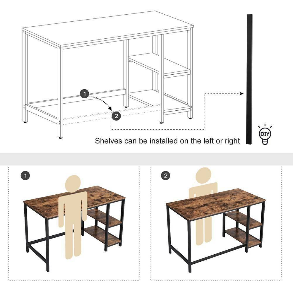 Home Office Desk Computer Desk PC Laptop Study Workstation Table w.Storage Shelf