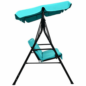 Outdoor Swing Canopy Patio Swing Chair 2-Person Canopy Hammock, Blue