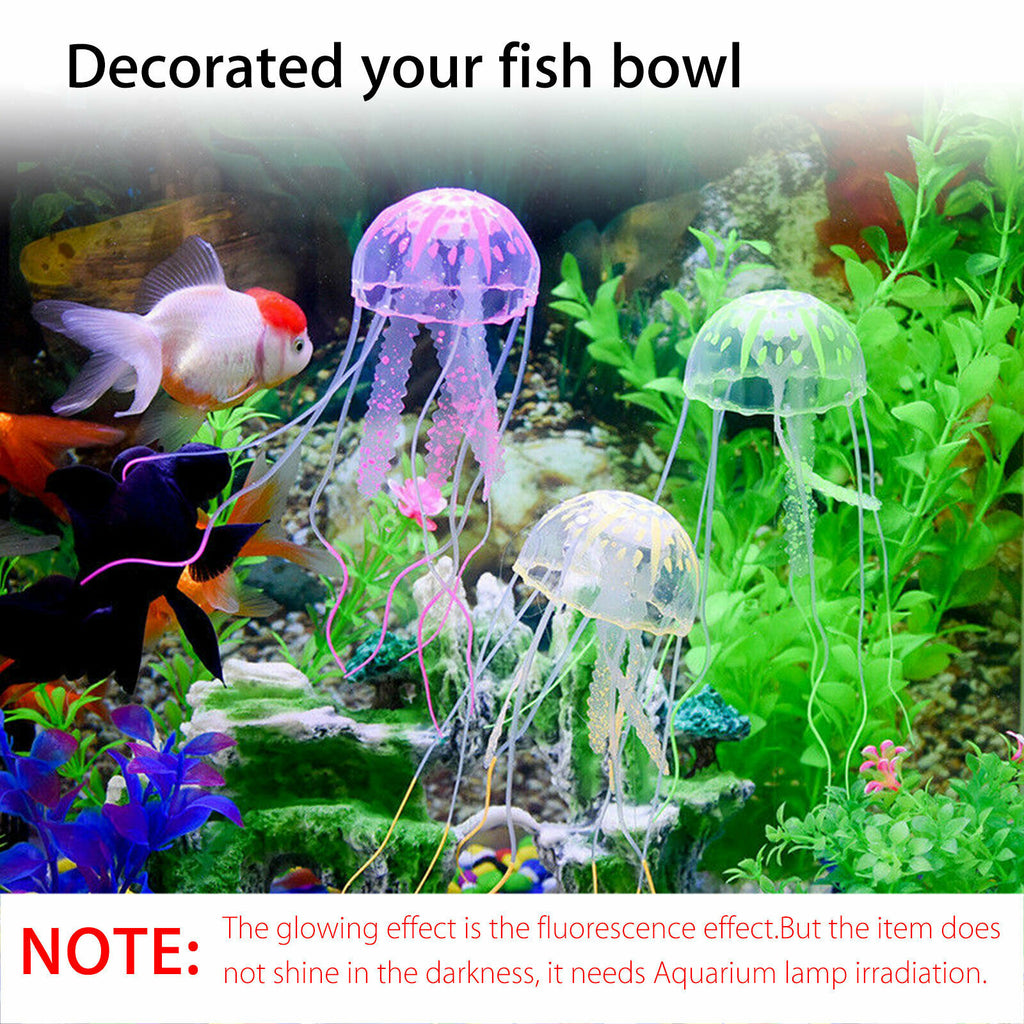 Glowing Effect Artificial Jellyfish Aquarium Decoration Fish Tank Ornament Decor 6pcs