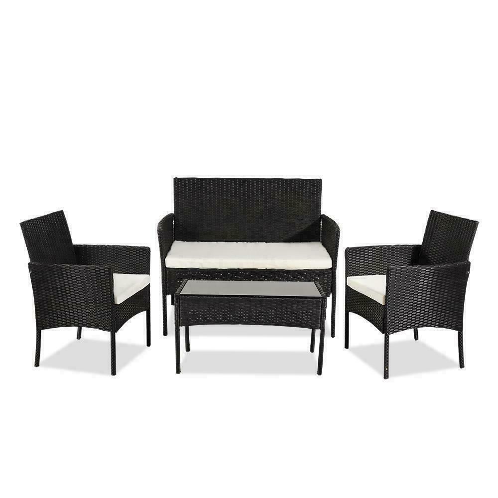 Home Garden Beach Outdoor Rattan Patio Wicker Furniture Set Garden Table Sofa Chair w/Cushion